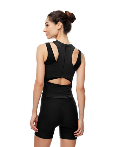 Camiseta esqueleto deportiva secado rápido negra mujer