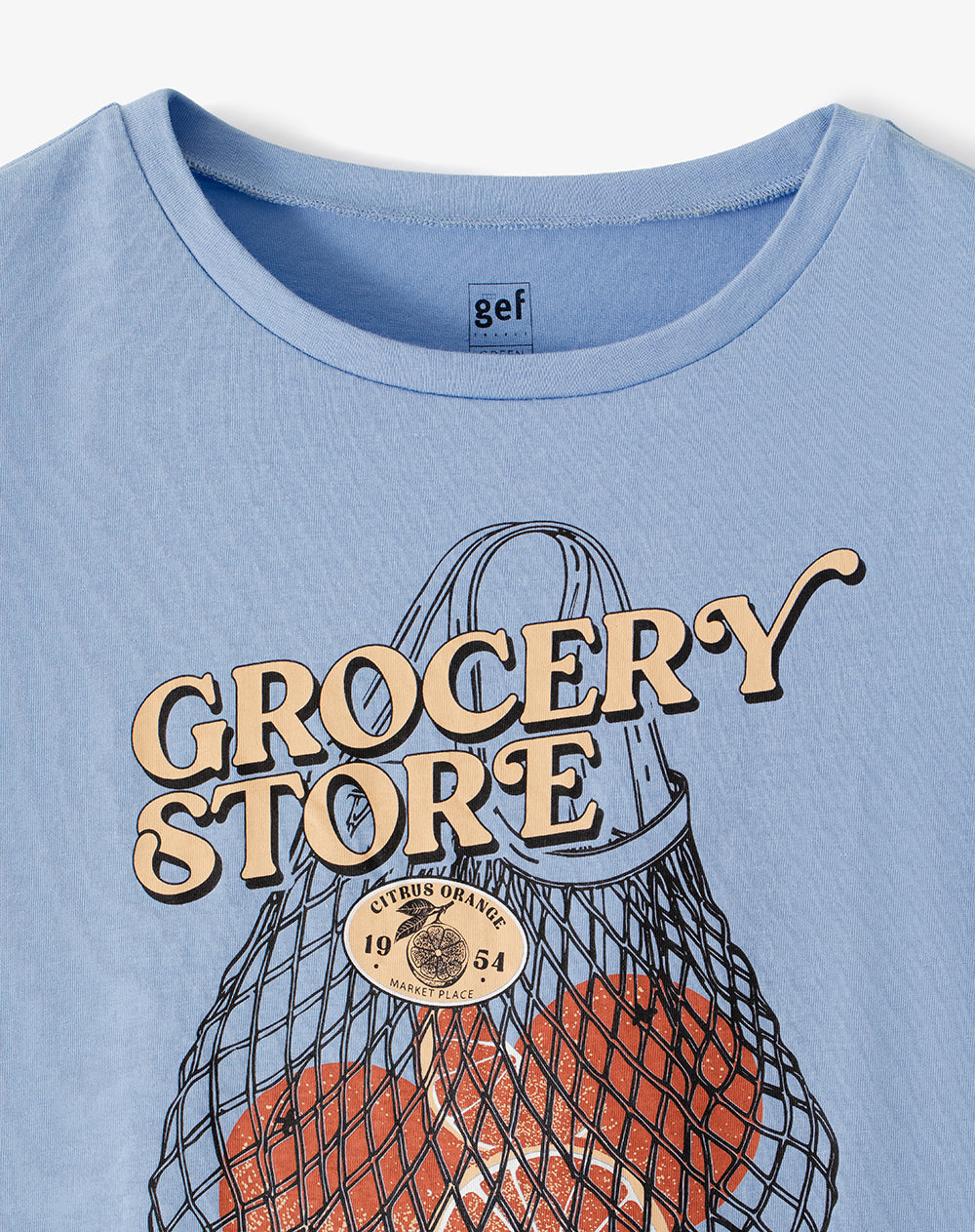 Camiseta regular algodón azul estampada mujer