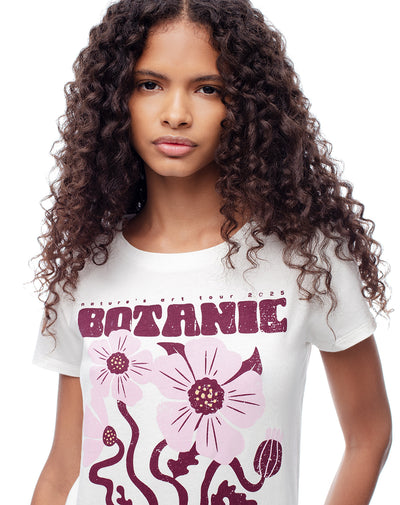 Camiseta regular algodón blanca estampada mujer