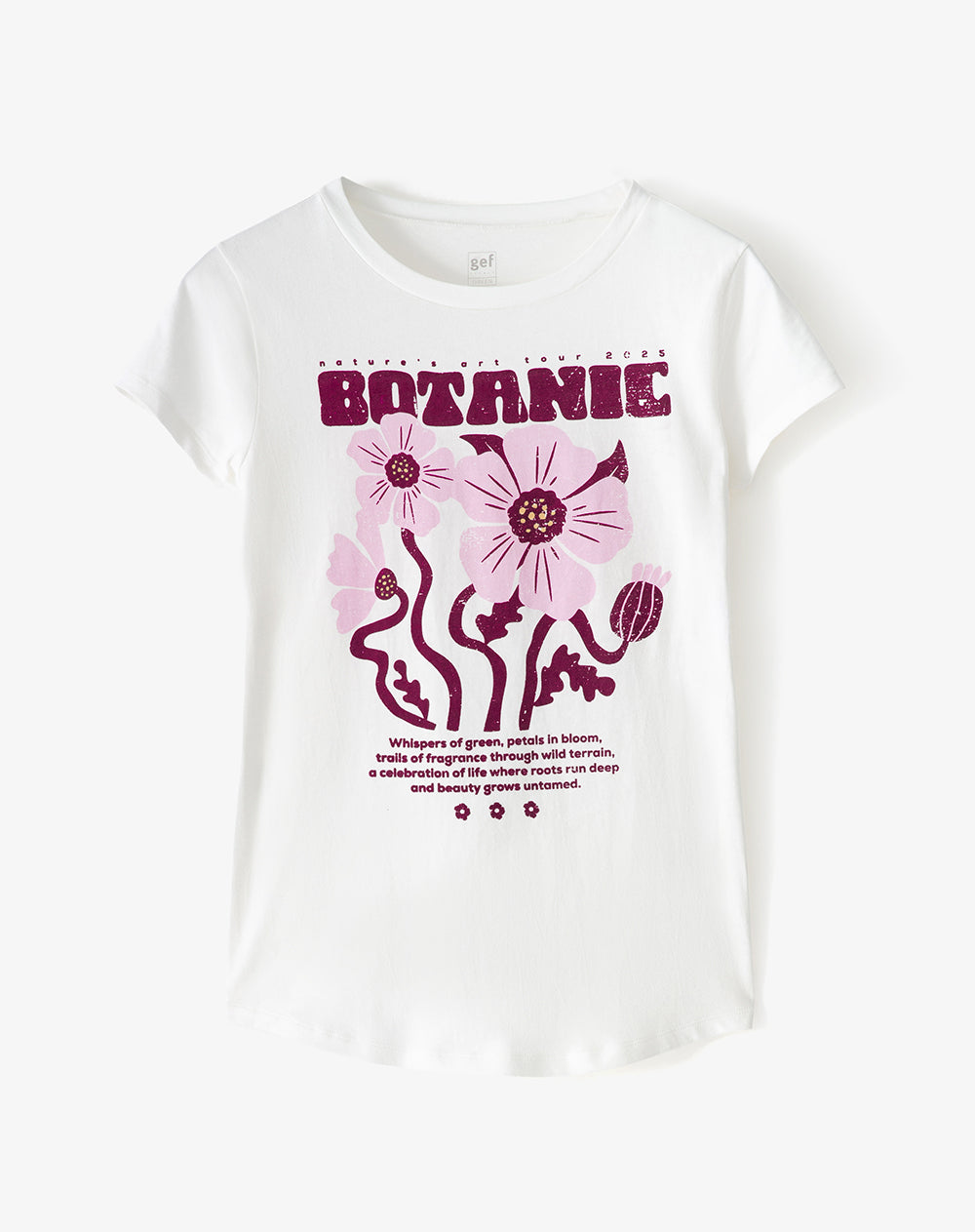 Camiseta regular algodón blanca estampada mujer