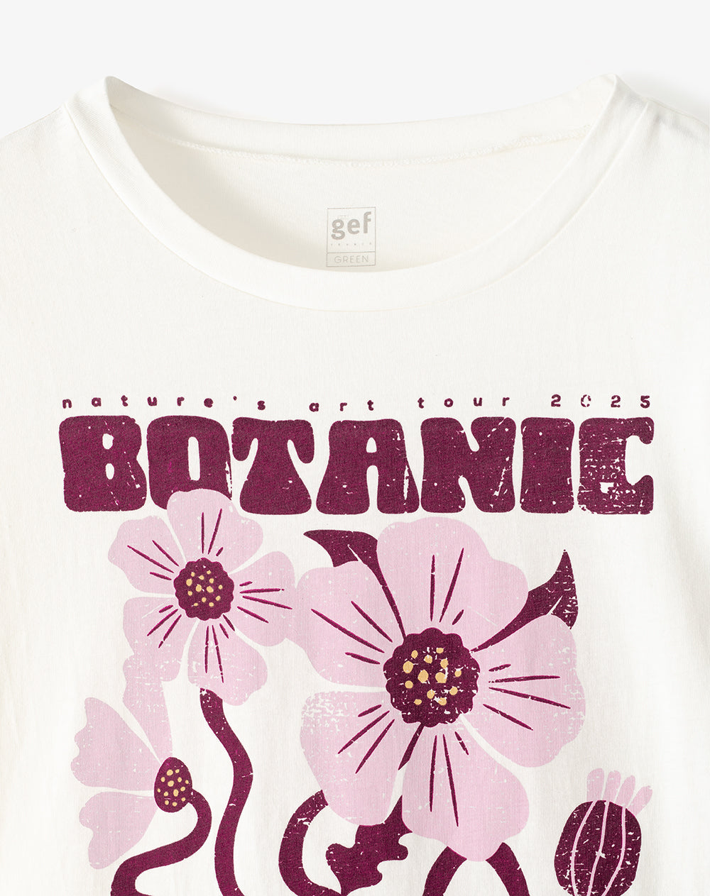 Camiseta regular algodón blanca estampada mujer