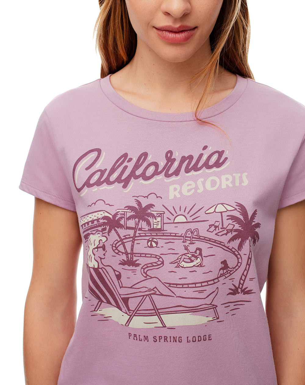 Camiseta regular fit manga 3/4 lila