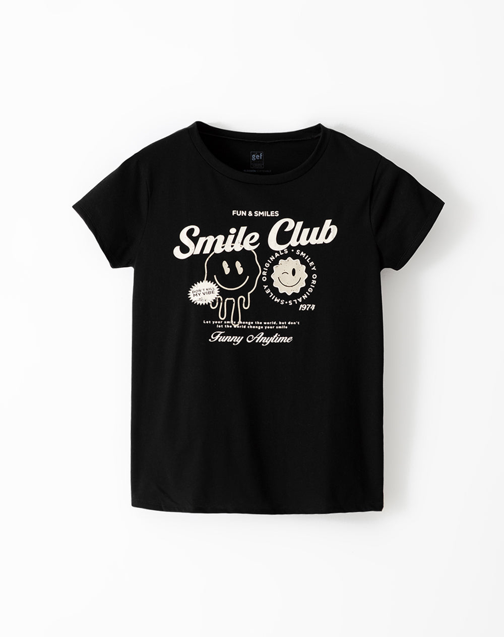 Camiseta regular fit manga 3/4 negra