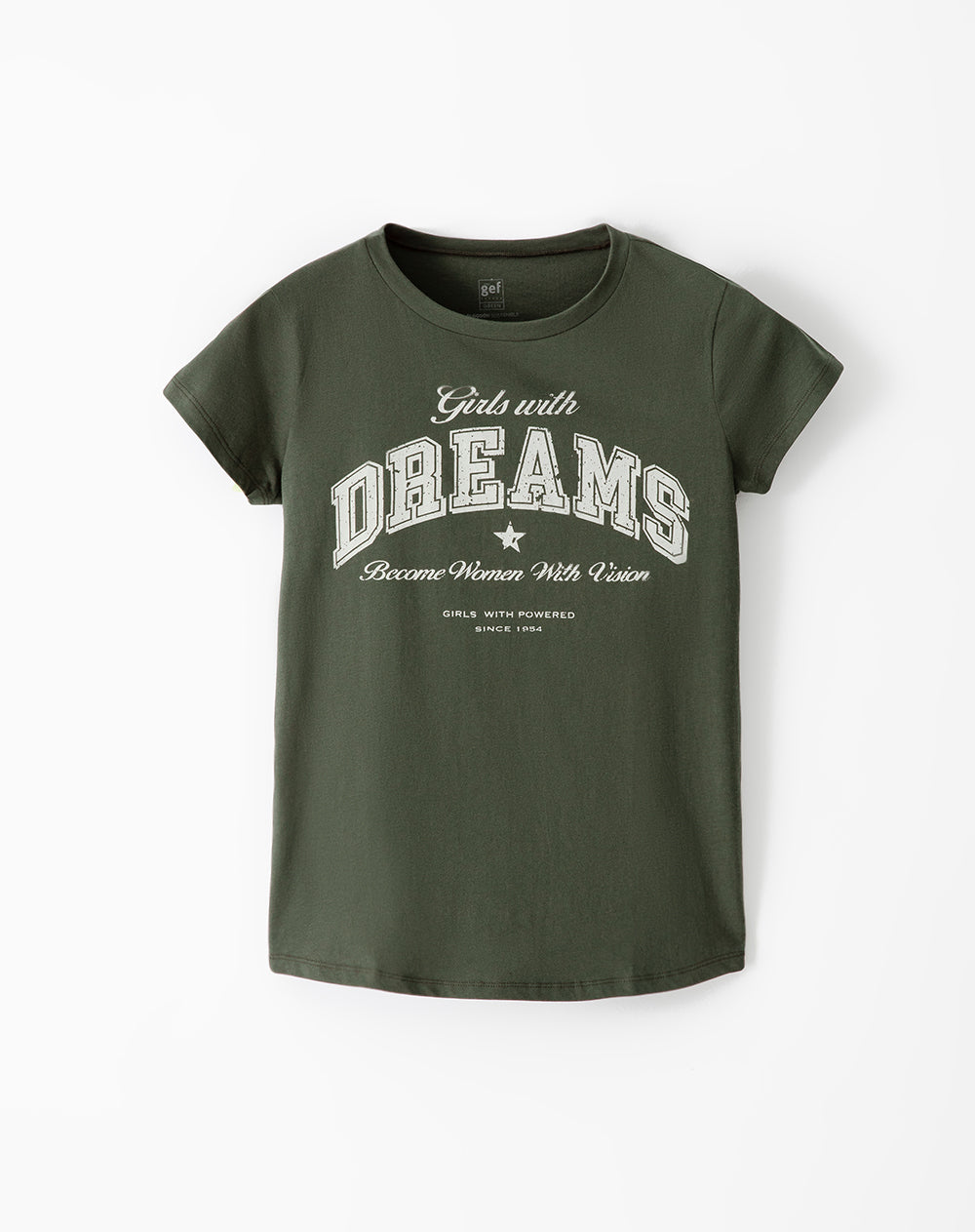 Camiseta regular fit manga 3/4 verde