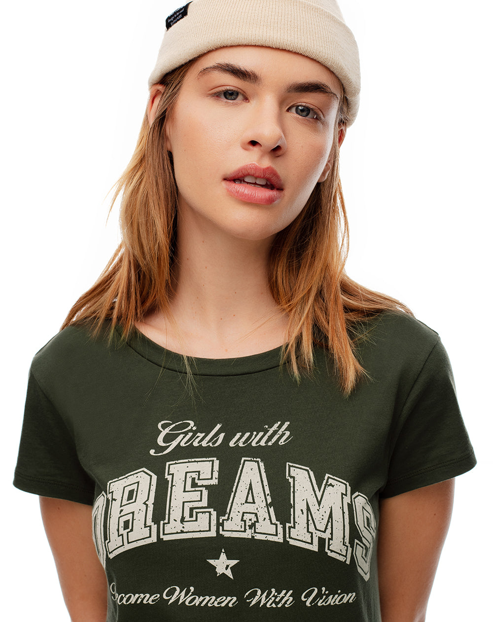 Camiseta regular fit manga 3/4 verde