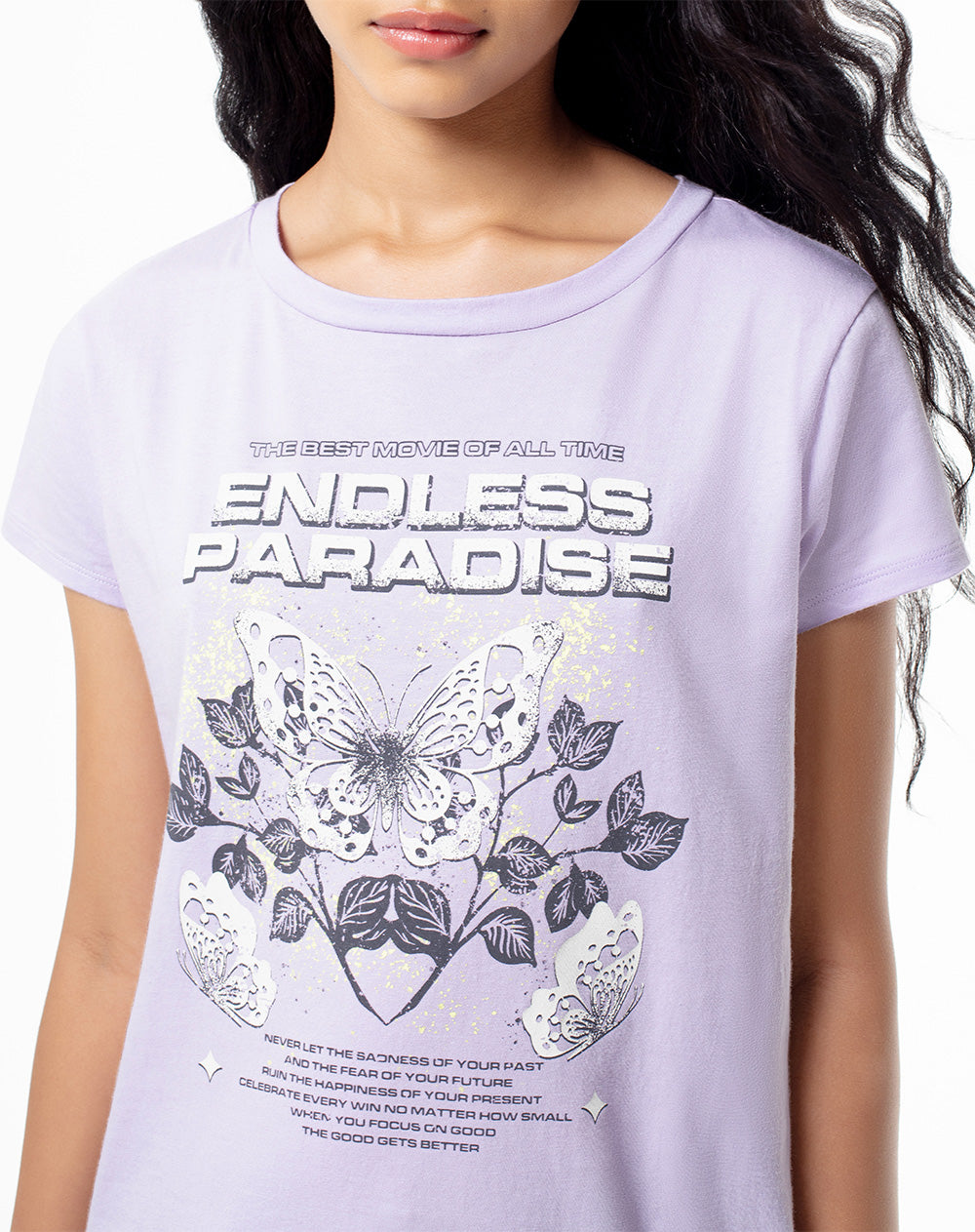 Camiseta regular algodón lila mujer