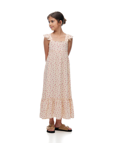 Vestido largo flores niña