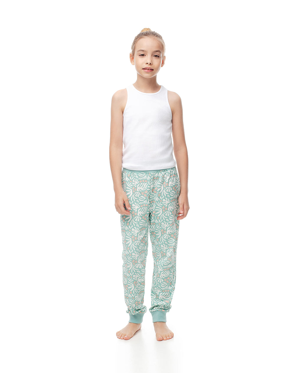 Pijama regular fit manga corta verde estampada