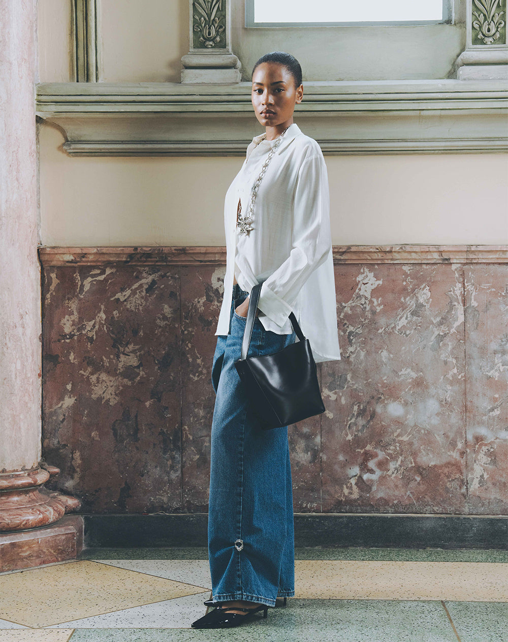 Camisa manga larga oversize habano mujer