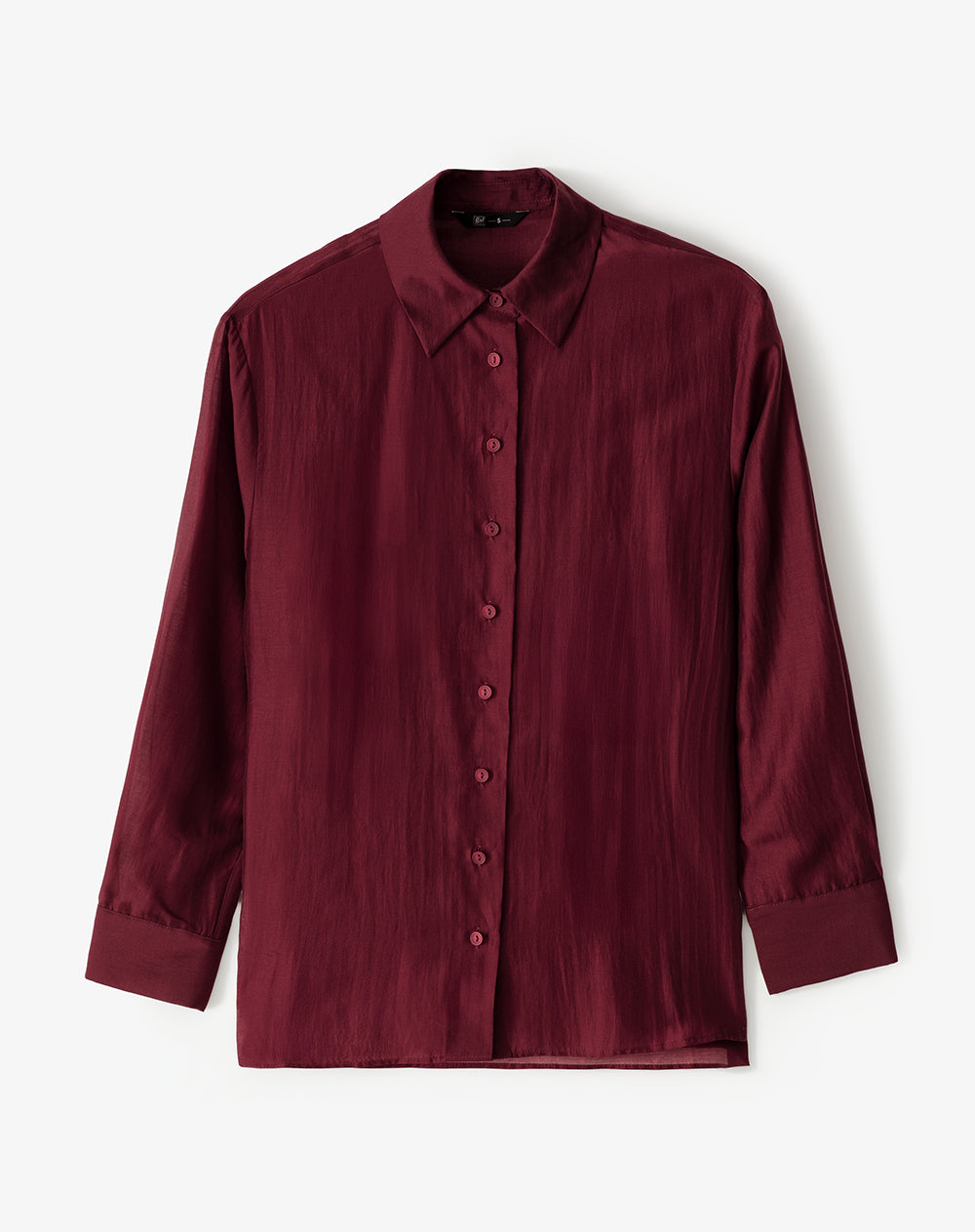 Camisa manga larga oversize vino tinto mujer