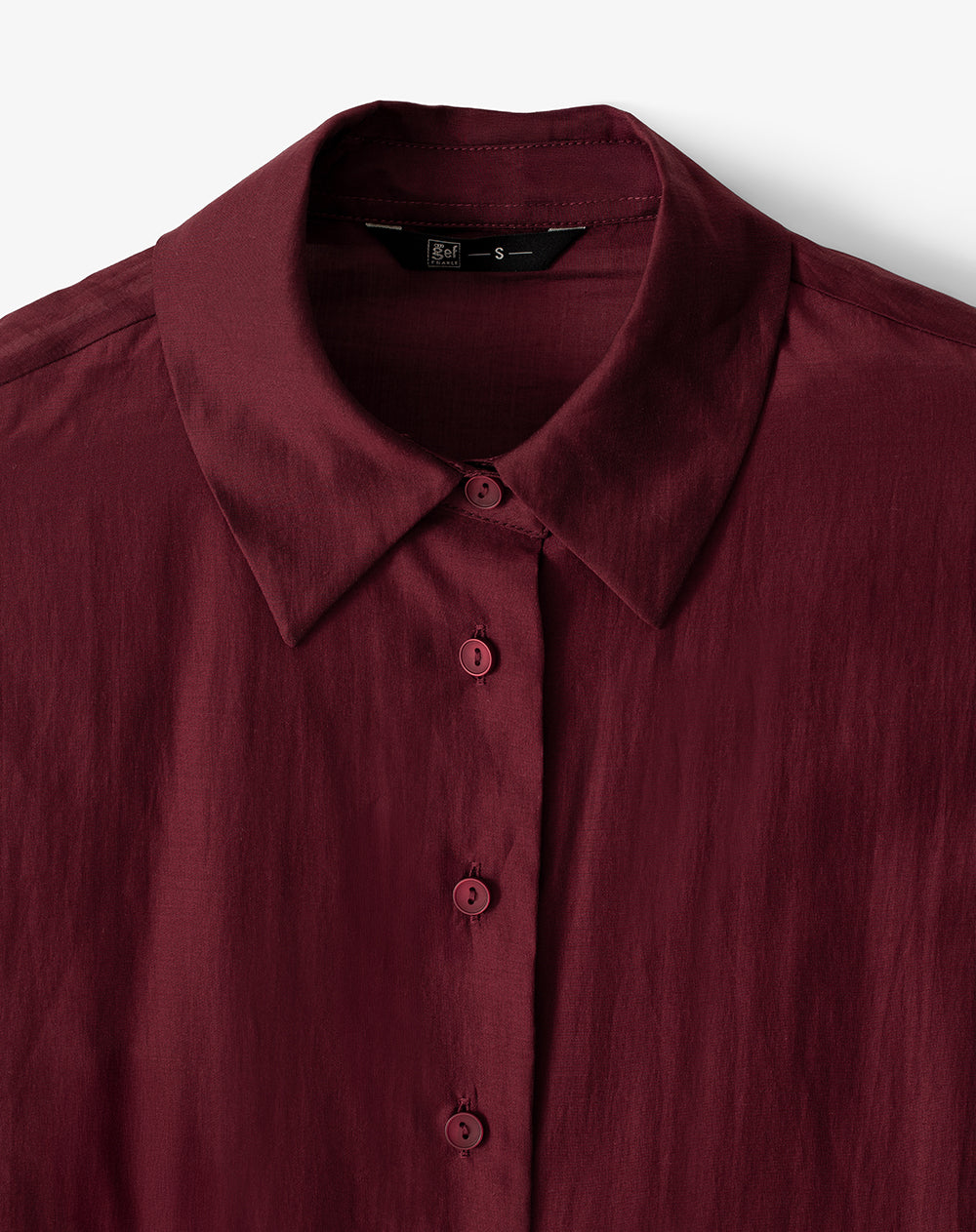 Camisa manga larga oversize vino tinto mujer