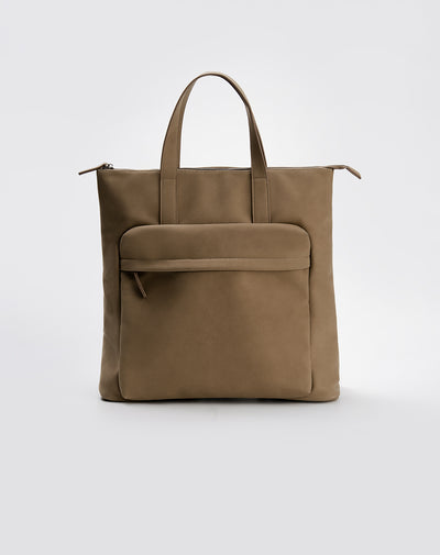 Bolso morral efecto cuero café hombre