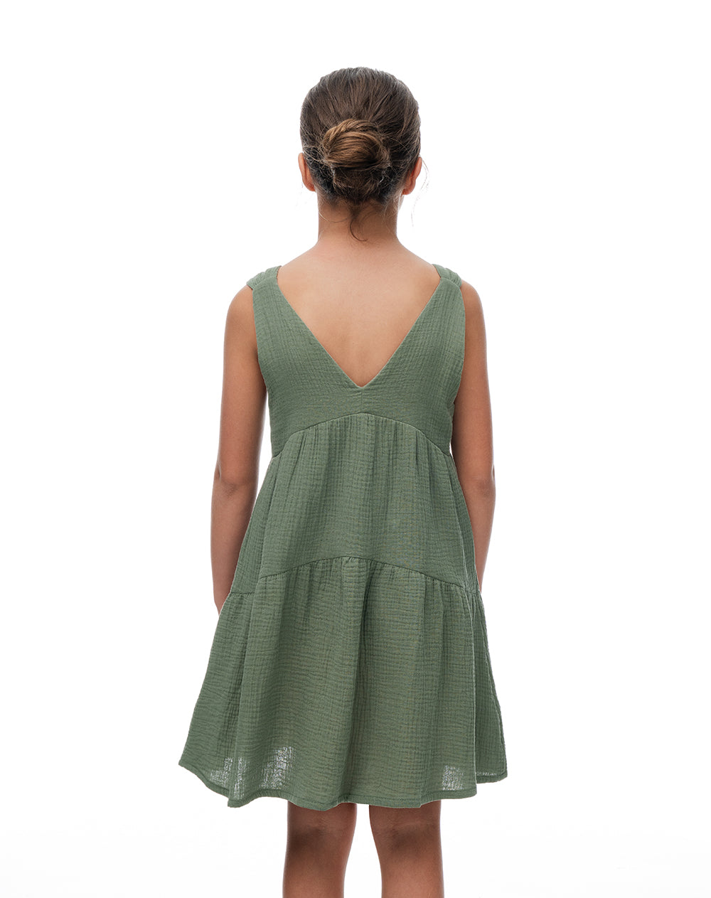 Vestido bloques algodón verde niña