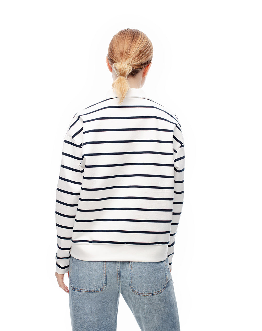 Polo loose fit blanco rayas