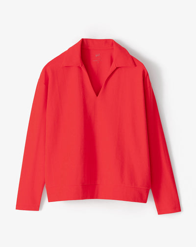 Camibuzo tipo polo oversize rojo mujer