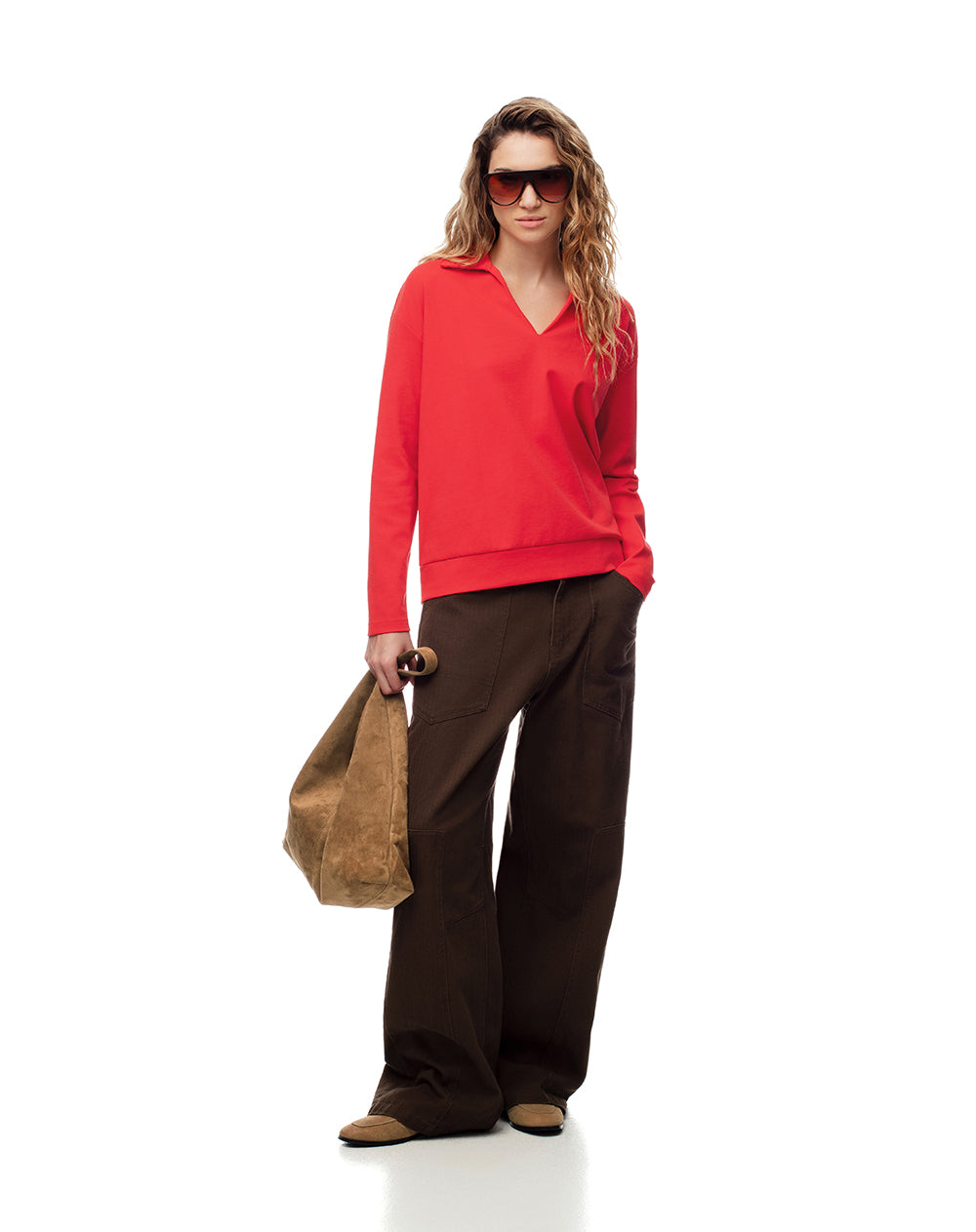 Camibuzo tipo polo oversize rojo mujer