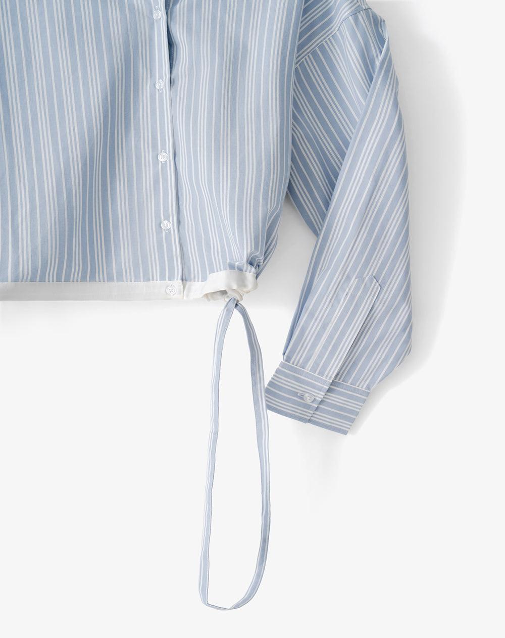 Camisa regular manga larga azul con rayas mujer