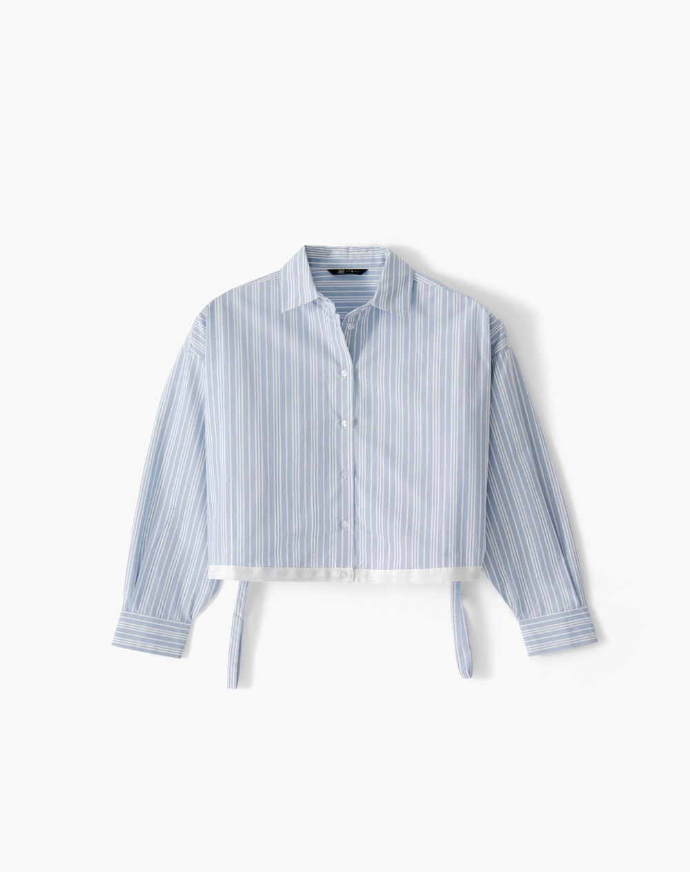 Camisa regular manga larga azul con rayas mujer