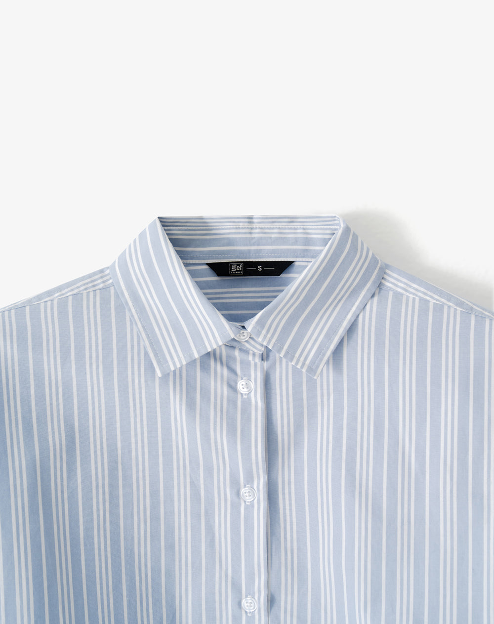 Camisa regular manga larga azul con rayas mujer