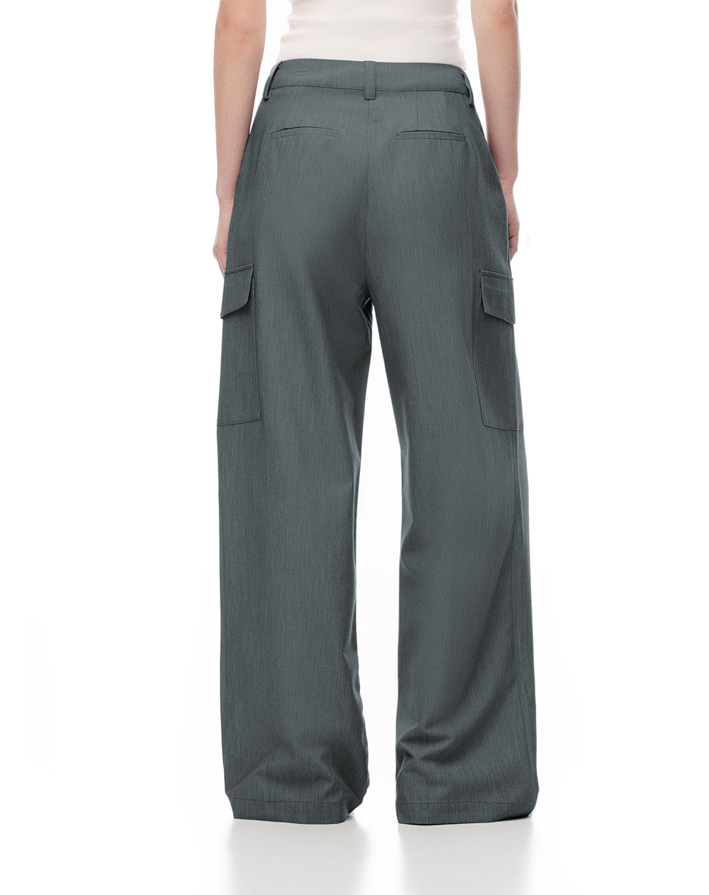 Pantalón loose fit tiro alto gris jaspe