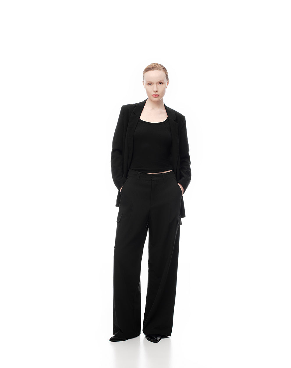 Pantalón loose fit tiro alto negro