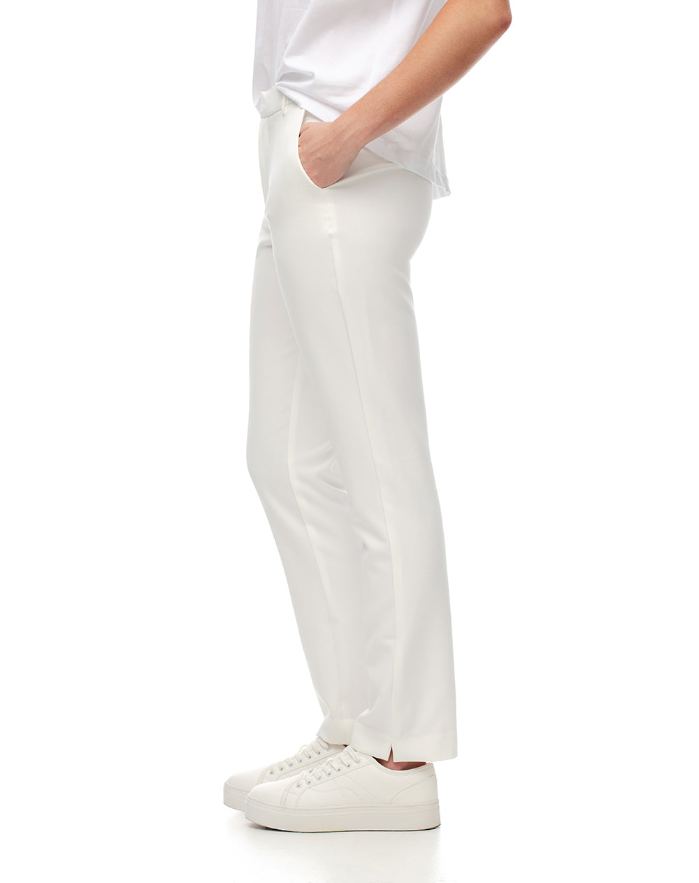 Pantalón regular fit tiro alto blanco