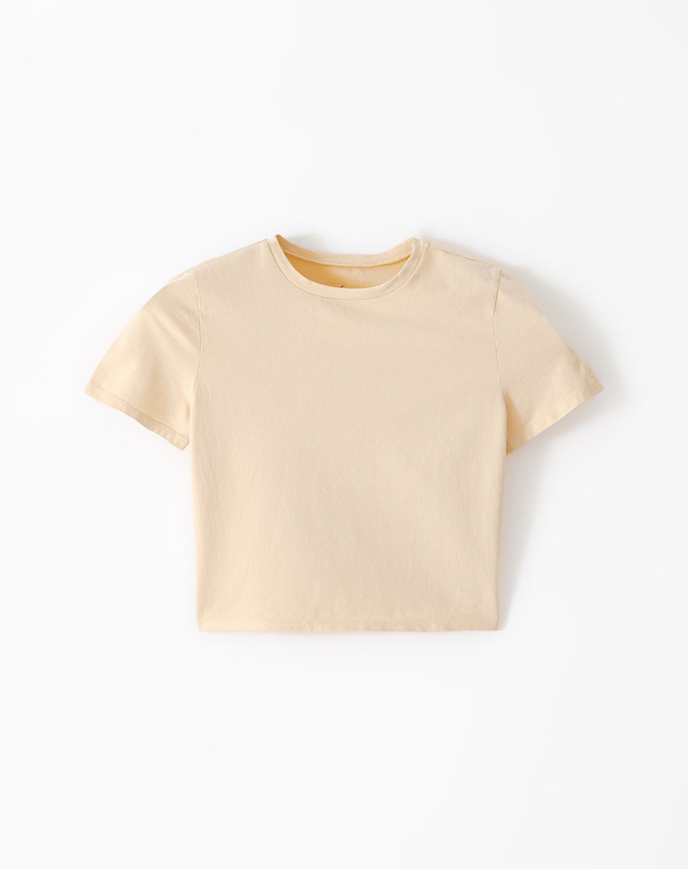 Camiseta crop slim algodón amarilla mujer