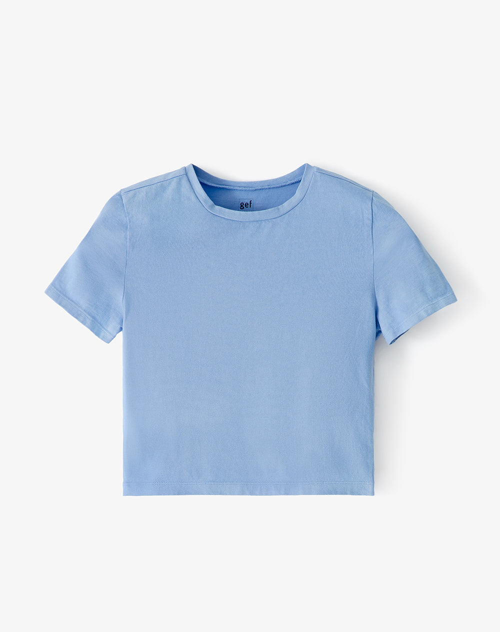 Camiseta crop slim algodón azul mujer