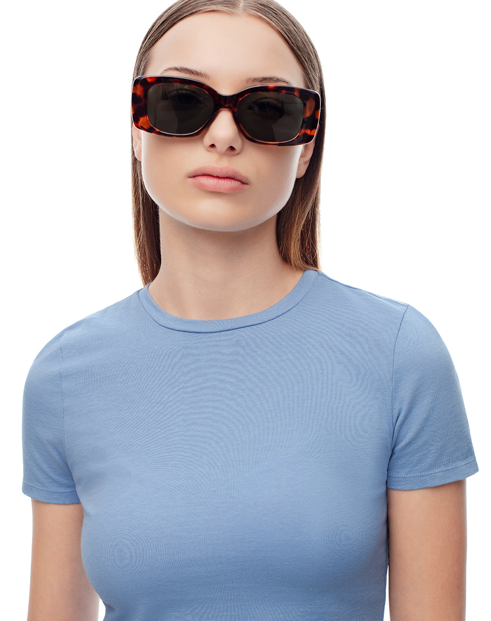 Camiseta crop slim algodón azul mujer