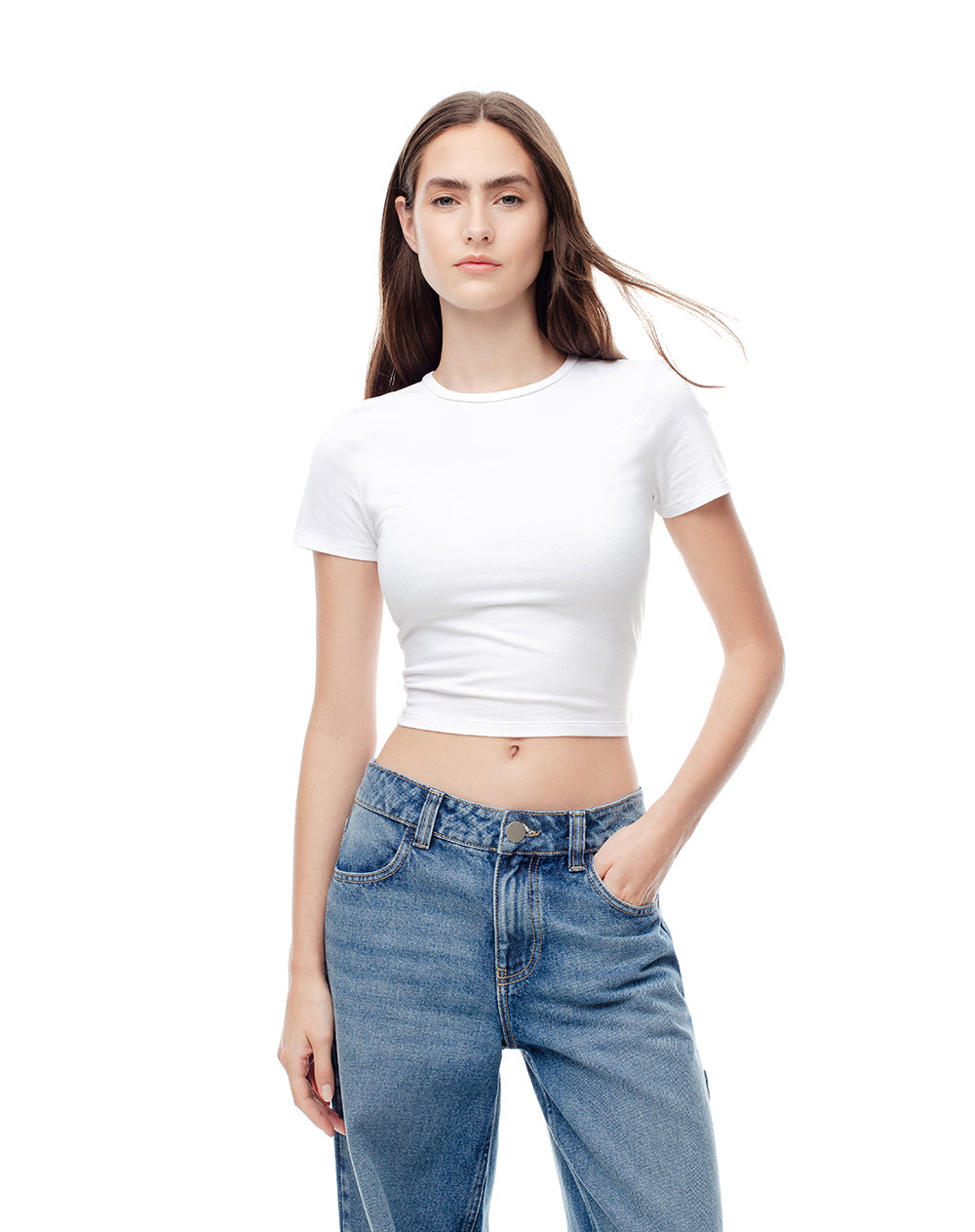 Pack x2 camiseta crop algodón blanco + negro mujer