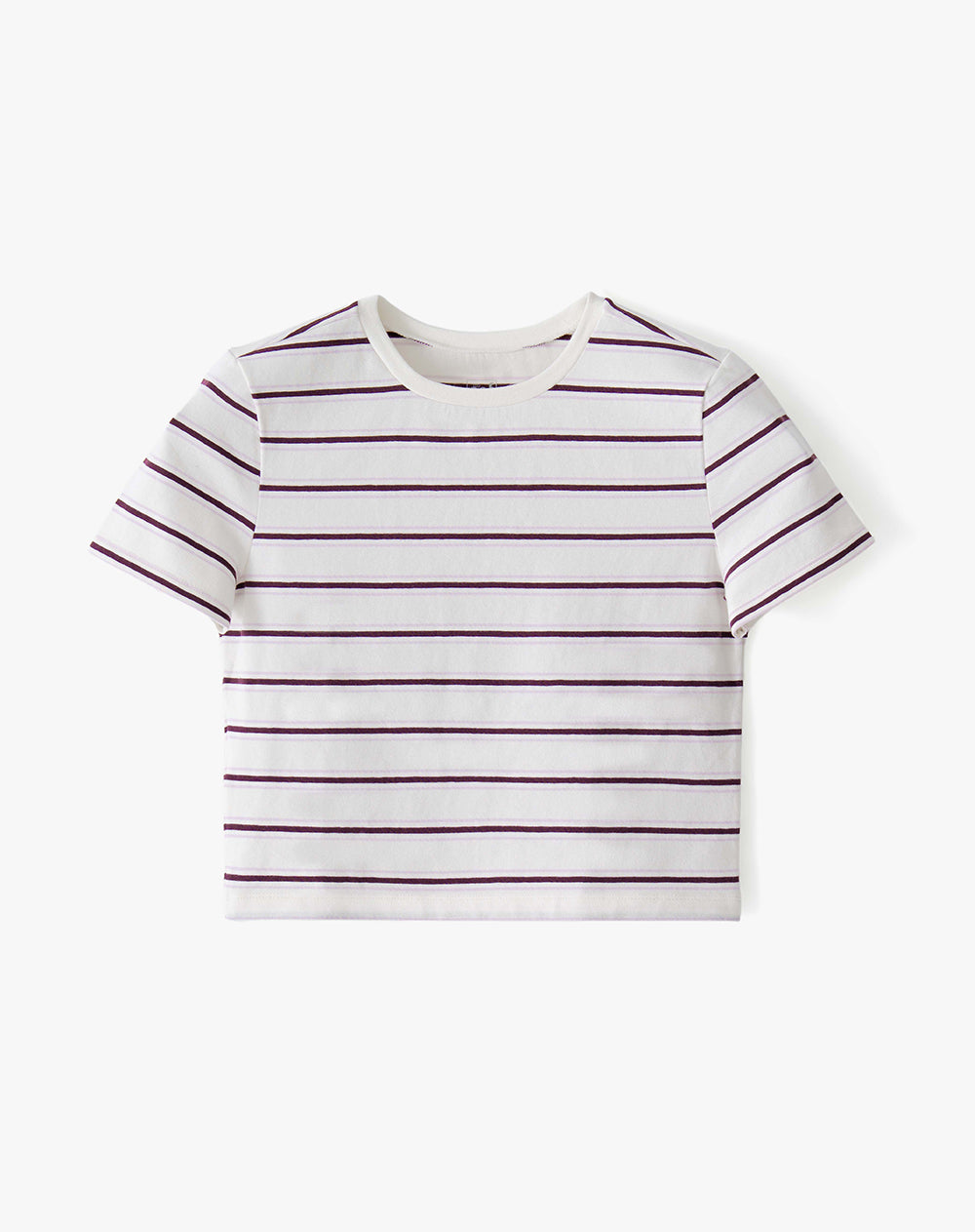 Camiseta slim manga corta crudo rayas mujer