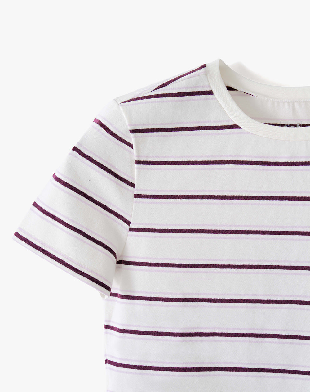 Camiseta slim manga corta crudo rayas mujer