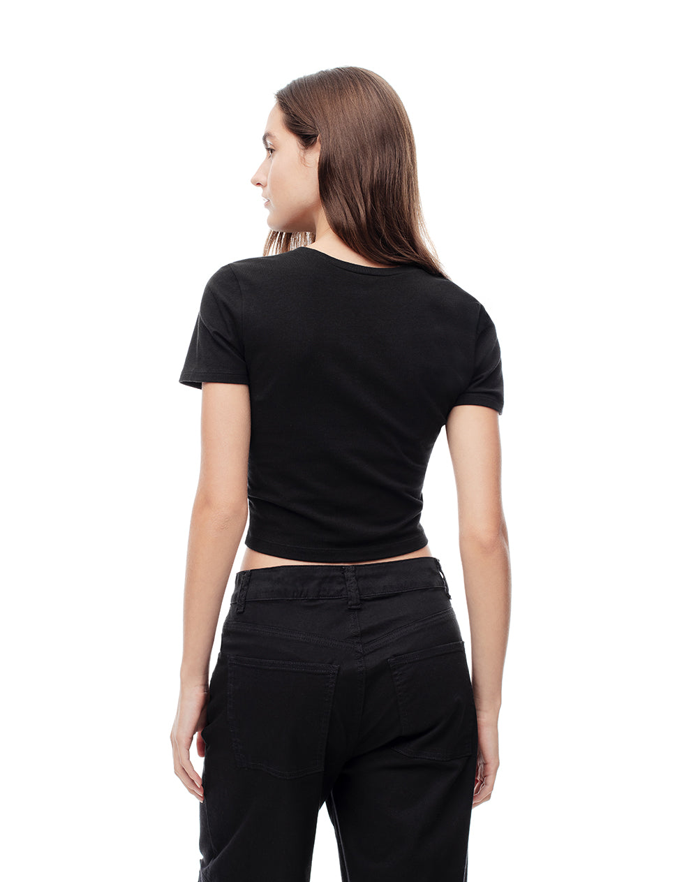 Pack x2 camiseta crop algodón blanco + negro mujer