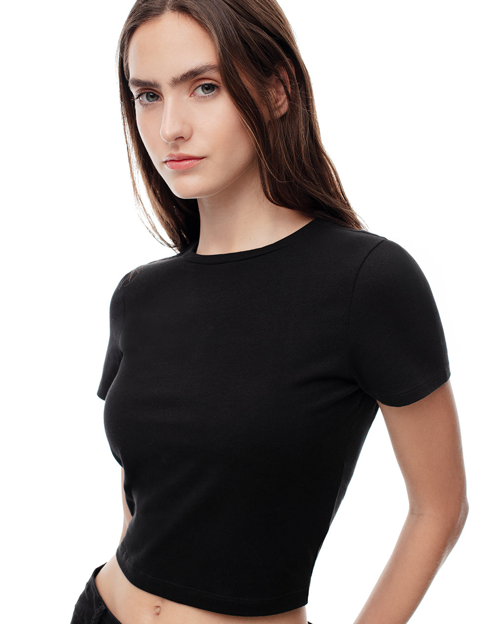 Pack x2 camiseta crop algodón blanco + negro mujer