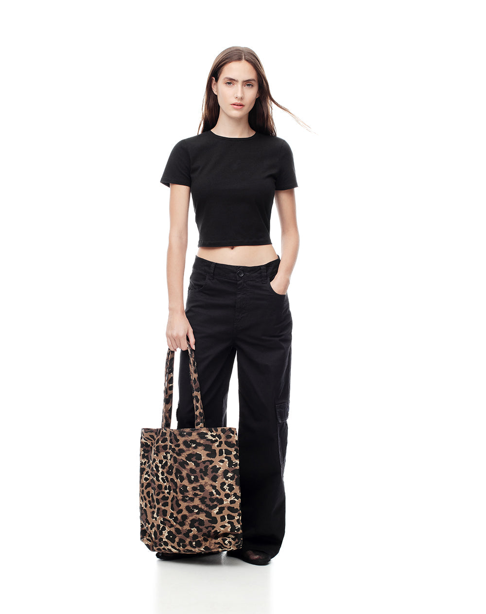 Pack x2 camiseta crop algodón blanco + negro mujer