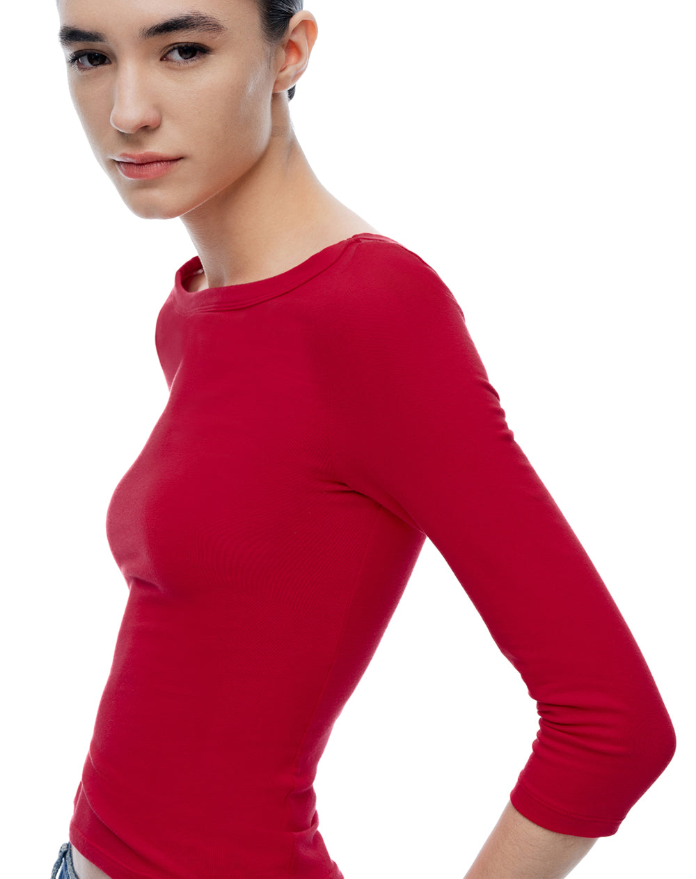 Camiseta manga 3/4 roja mujer
