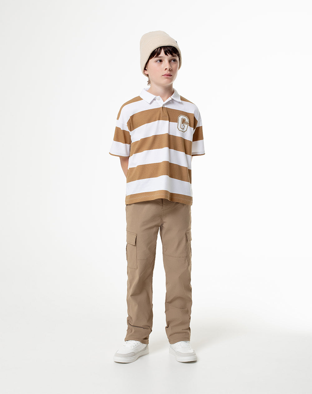 Polo Loway regular fit habana con rayas
