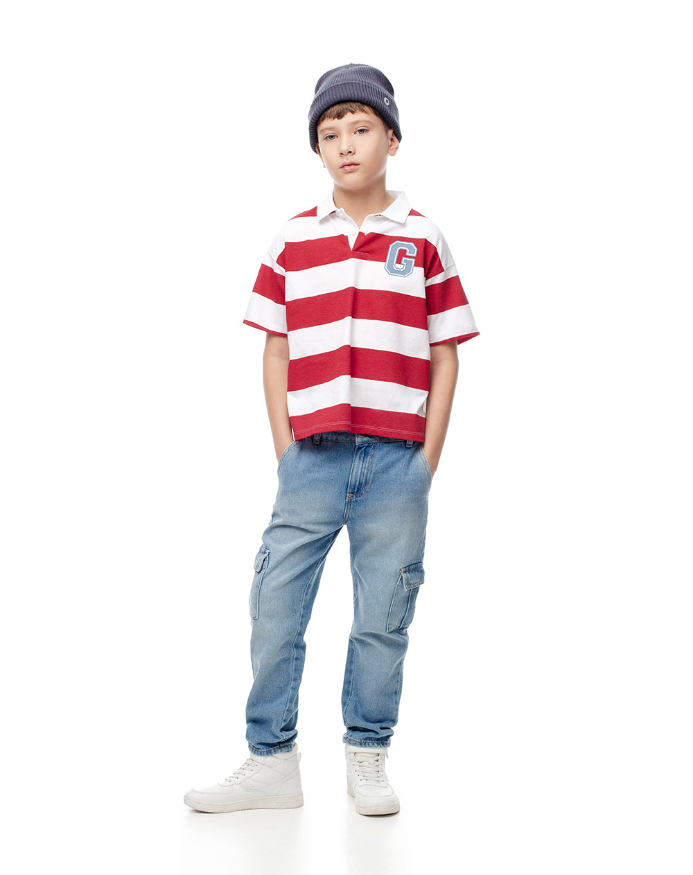 Polo regular fit rojo rayas