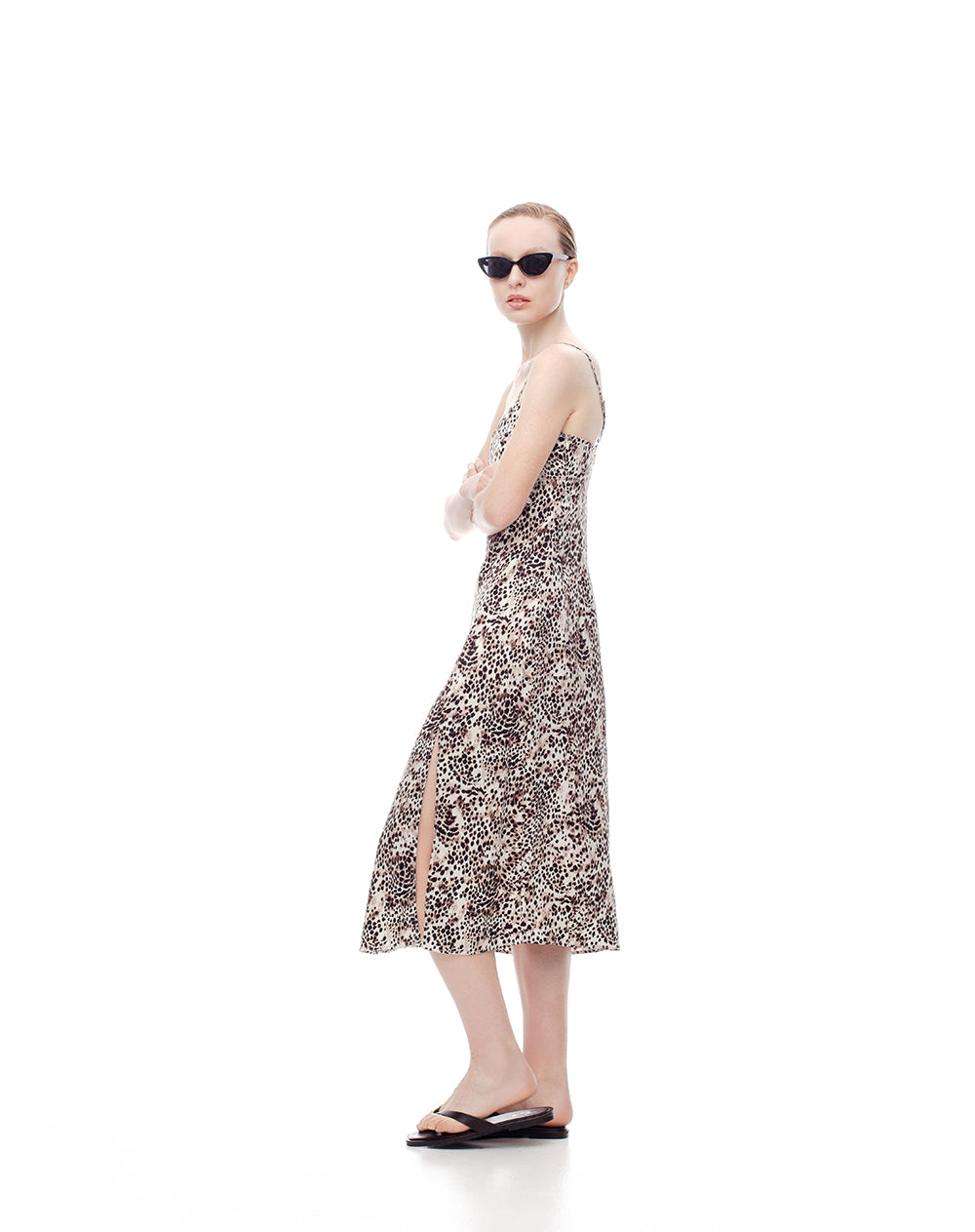 Vestido medio piel estampado