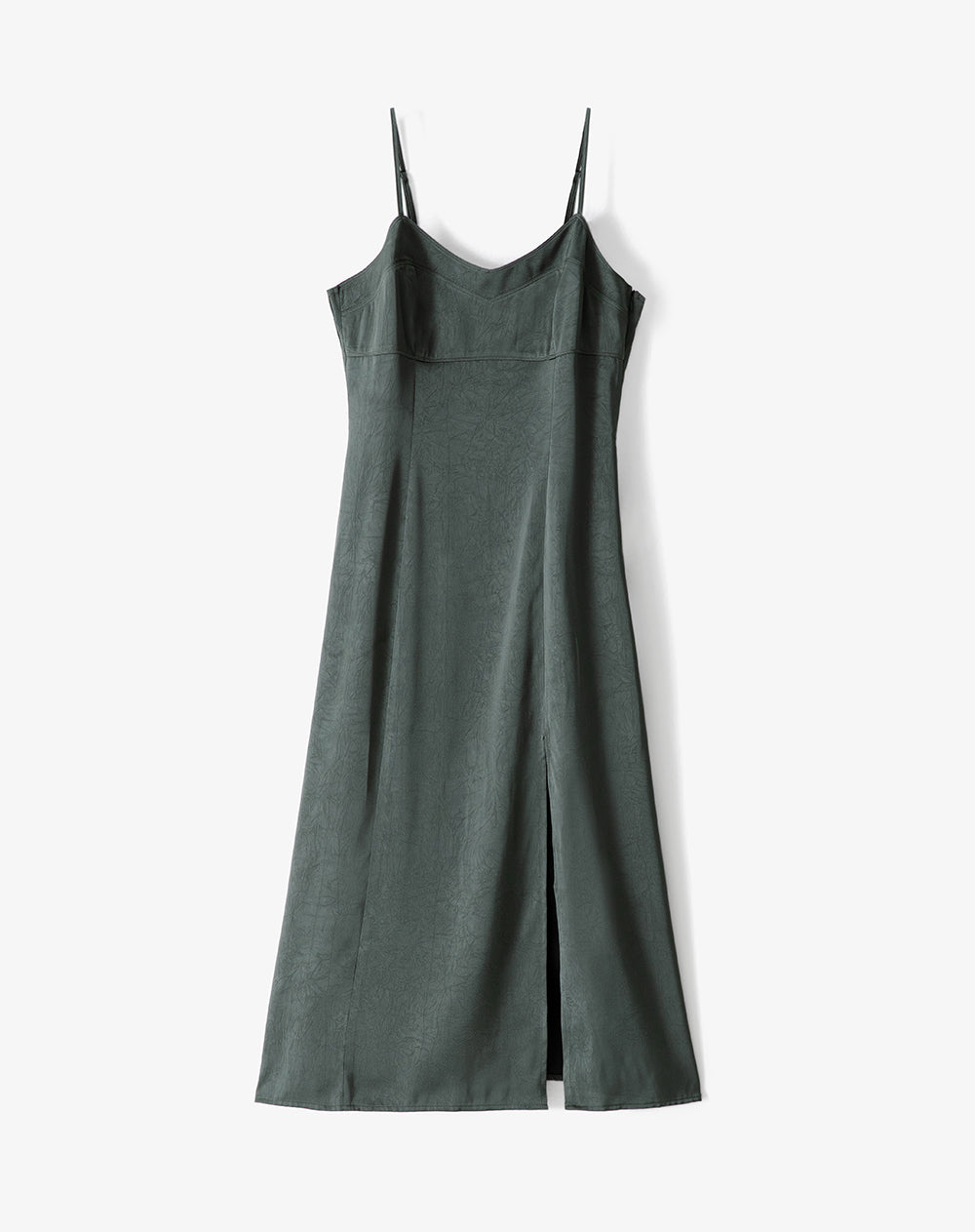Vestido midi satinado verde mujer