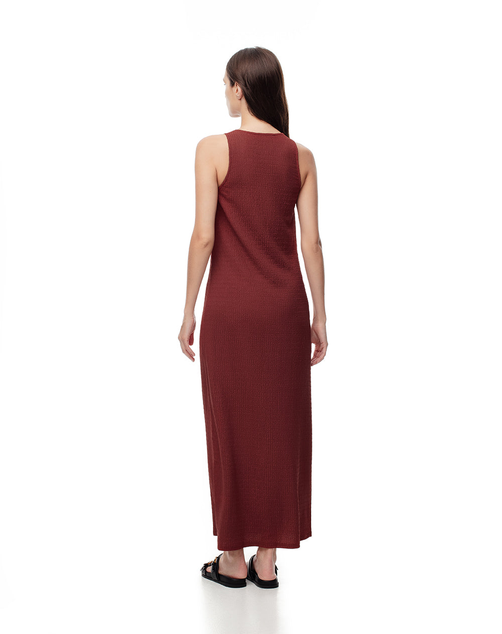 Vestido largo terracota