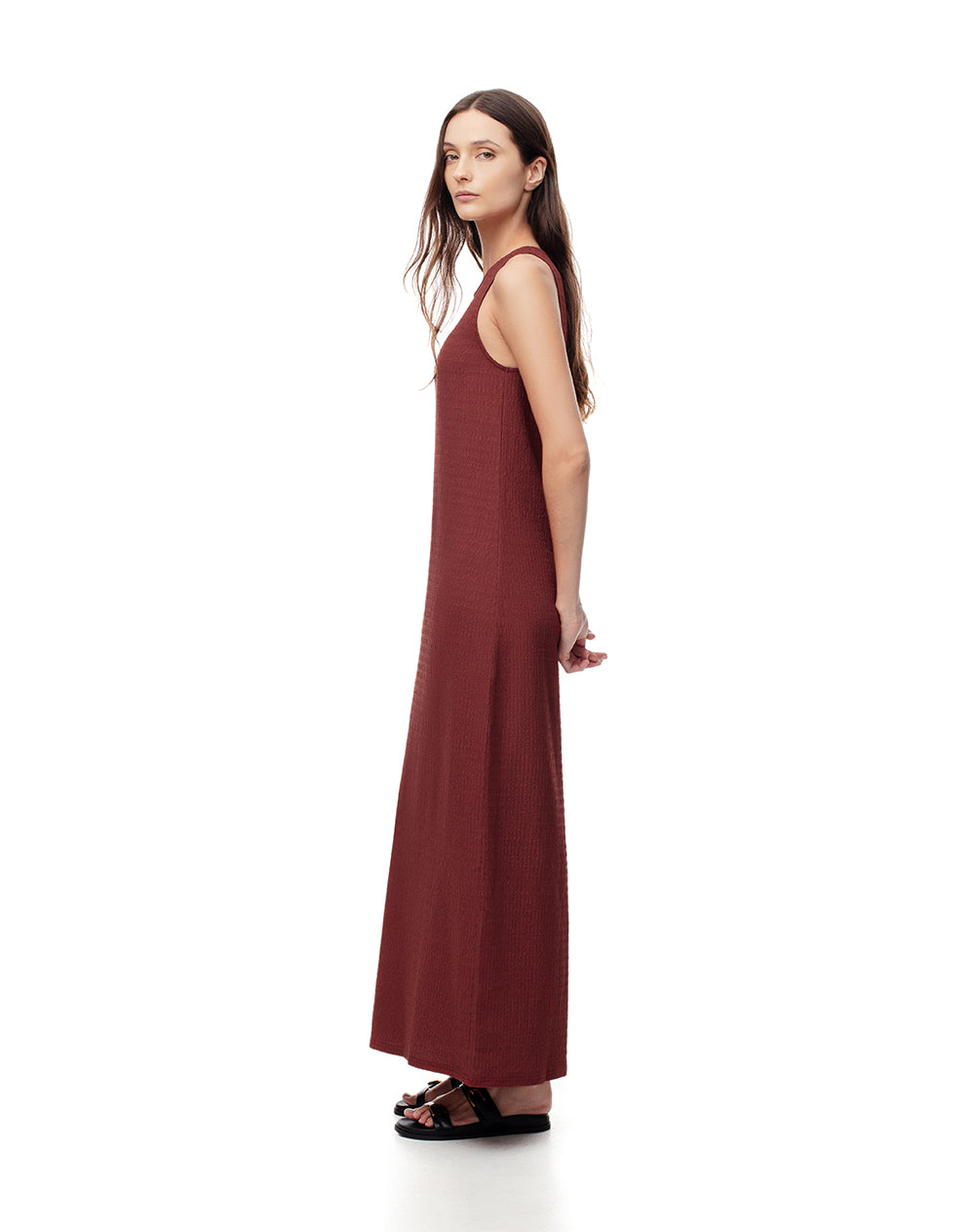 Vestido largo terracota