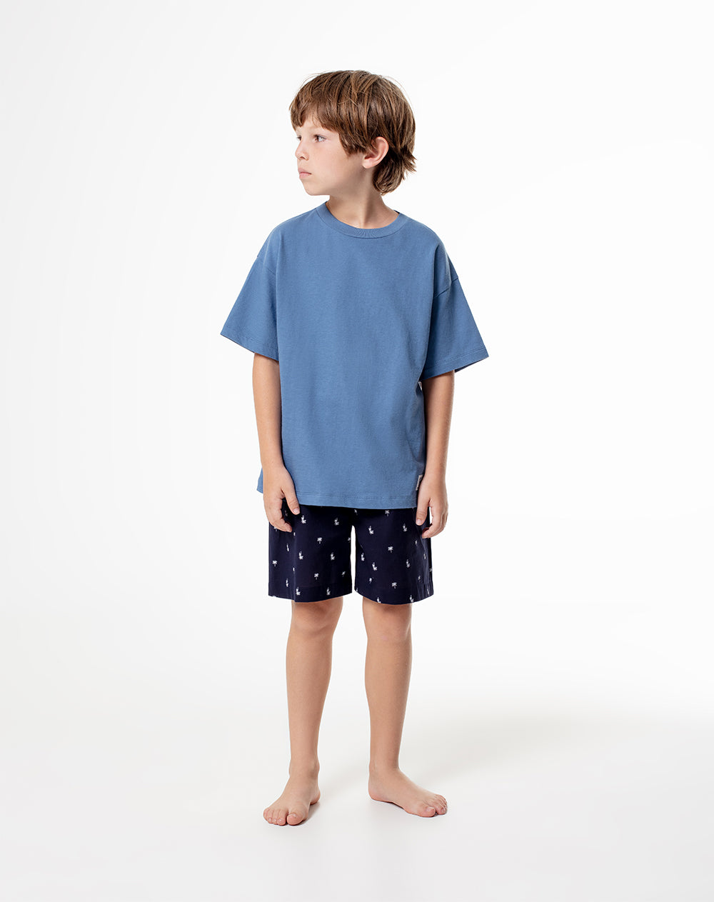 Pijama regular fit manga corta azul