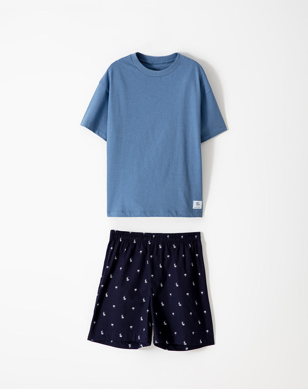 Pijama regular fit manga corta azul