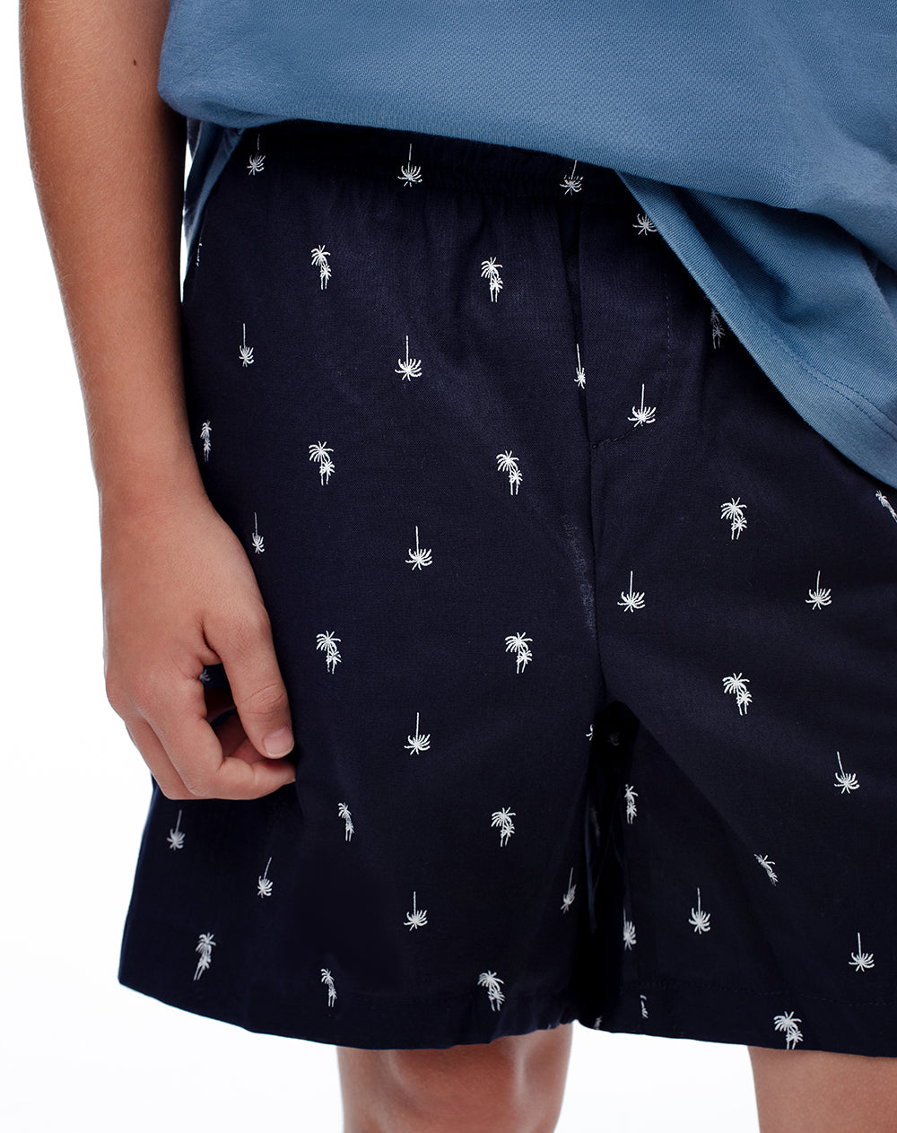 Camiseta + bermuda de pijama niña algodón azul