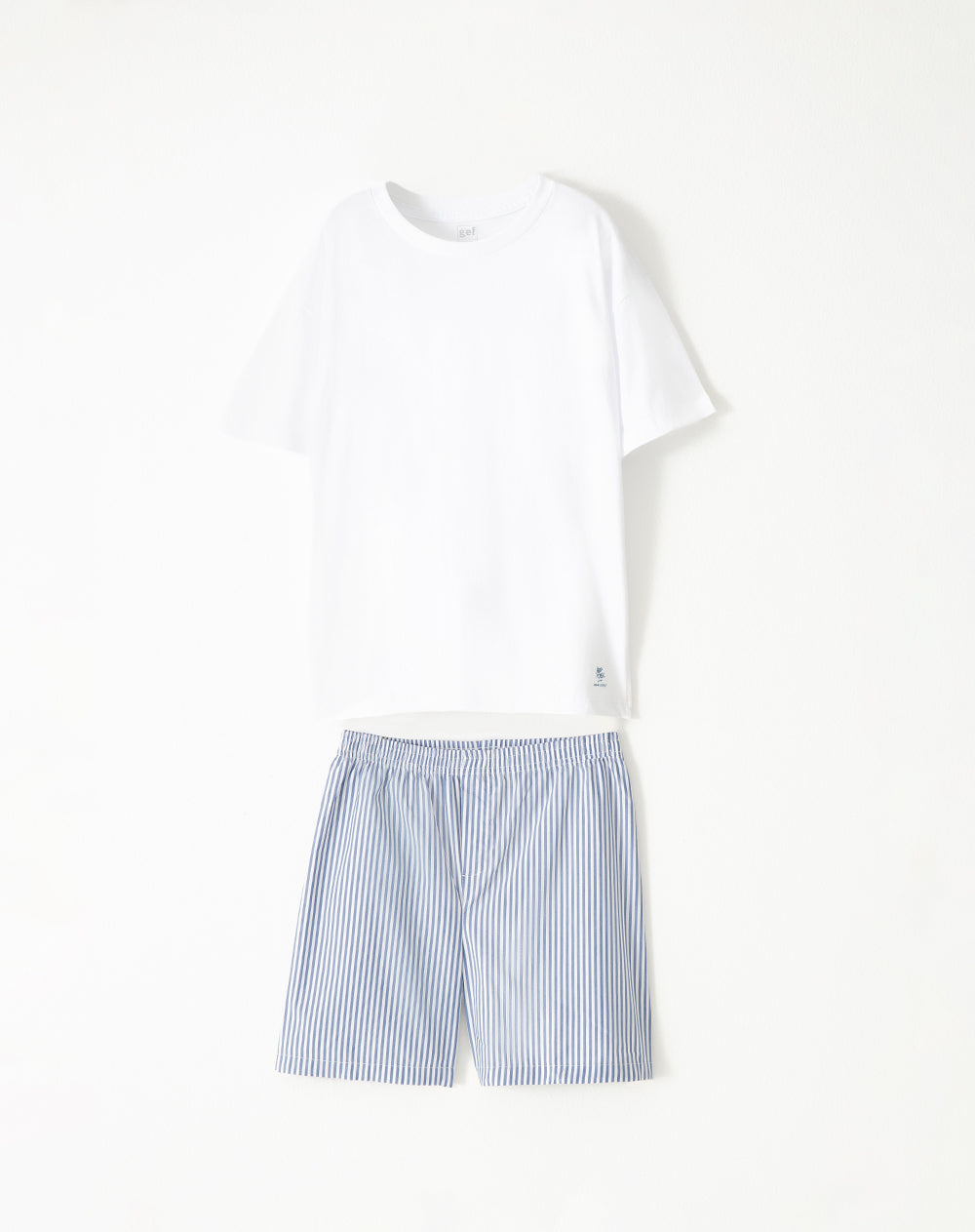 Pijama regular fit manga corta azul con rayas