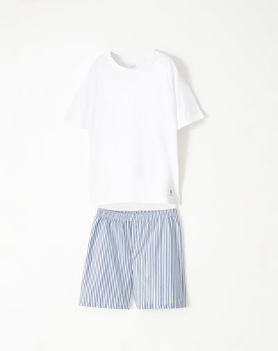 Pijama regular fit manga corta azul con rayas