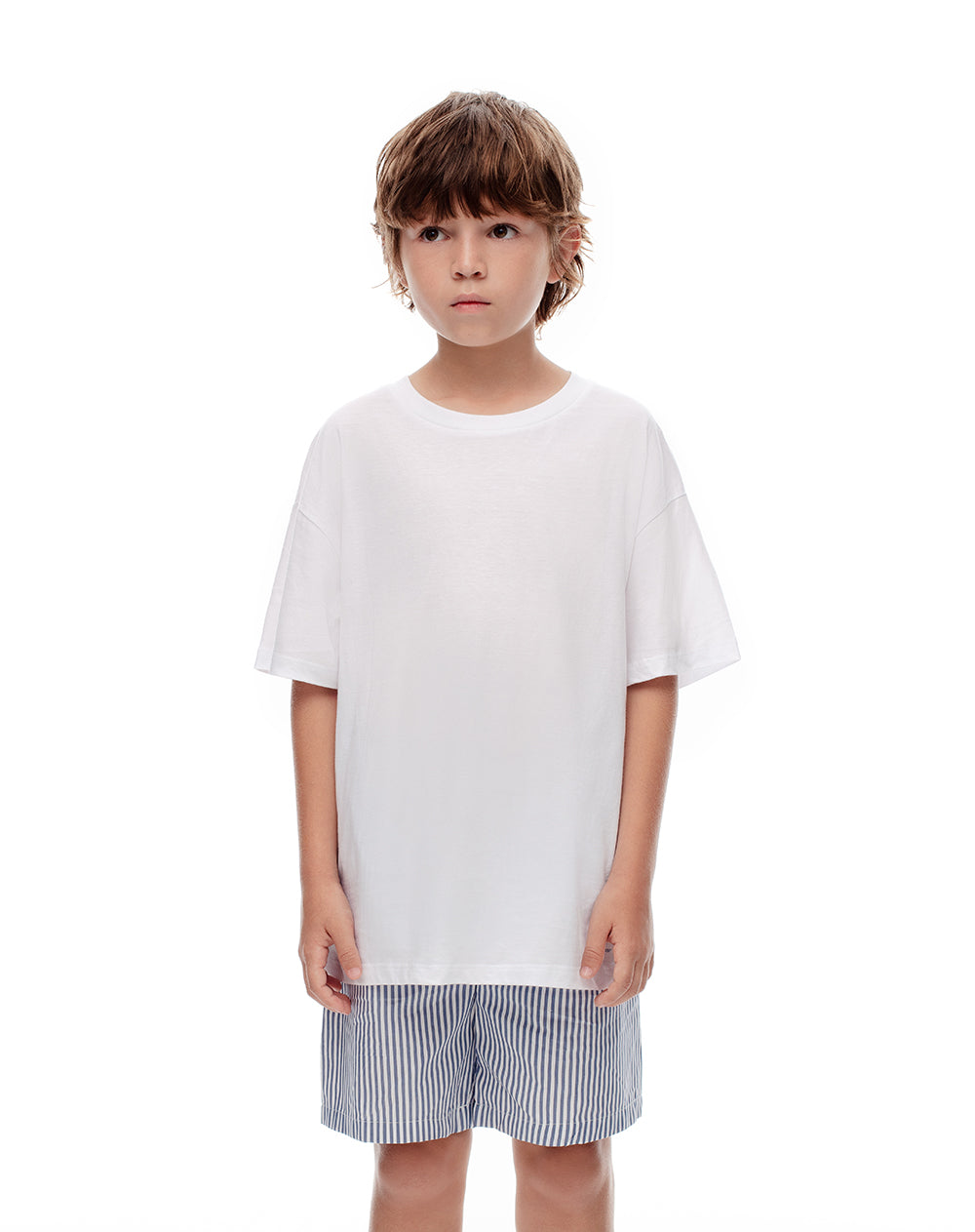Pijama regular fit manga corta azul con rayas