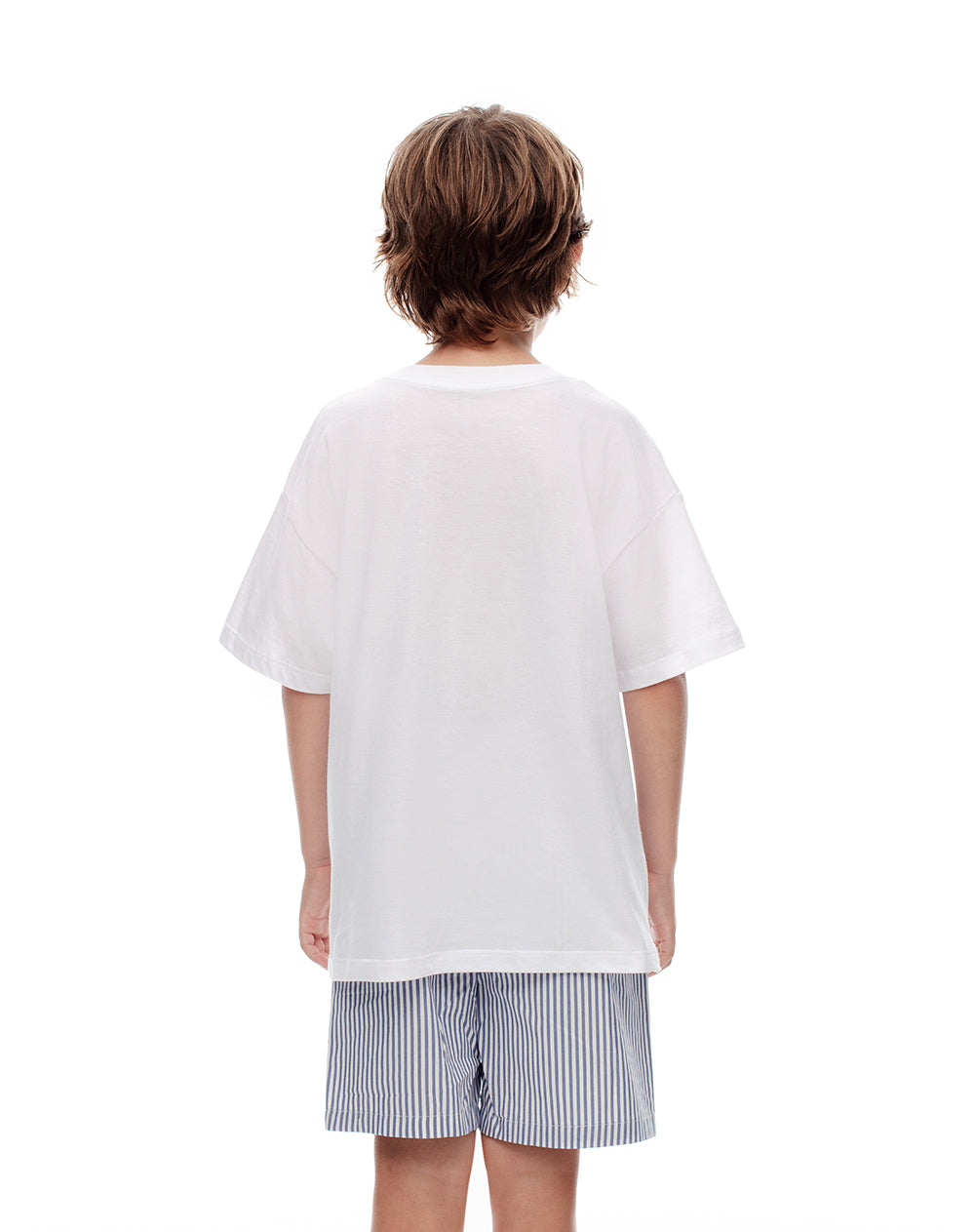 Pijama regular fit manga corta azul con rayas