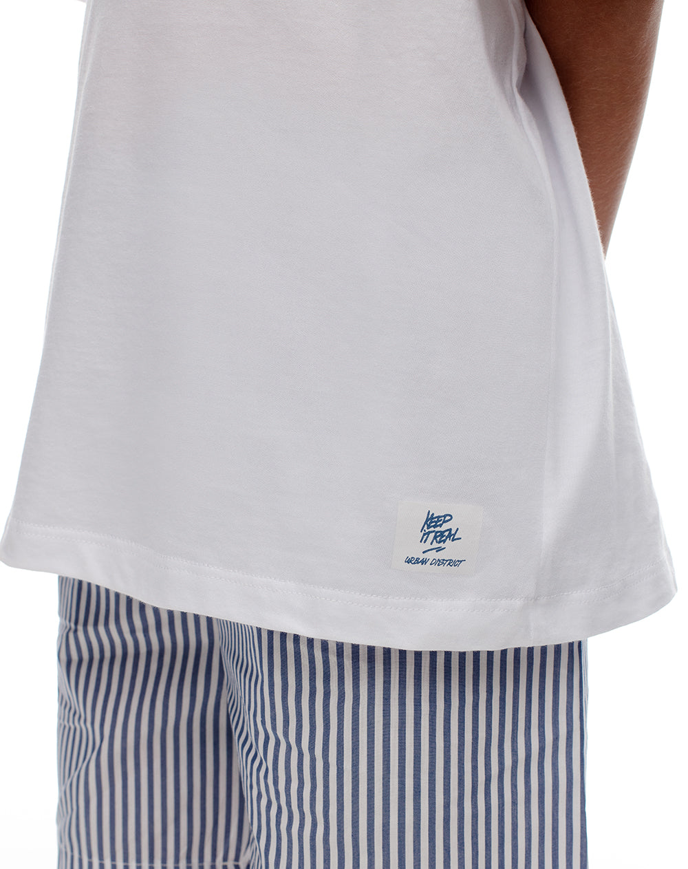 Pijama regular fit manga corta azul con rayas